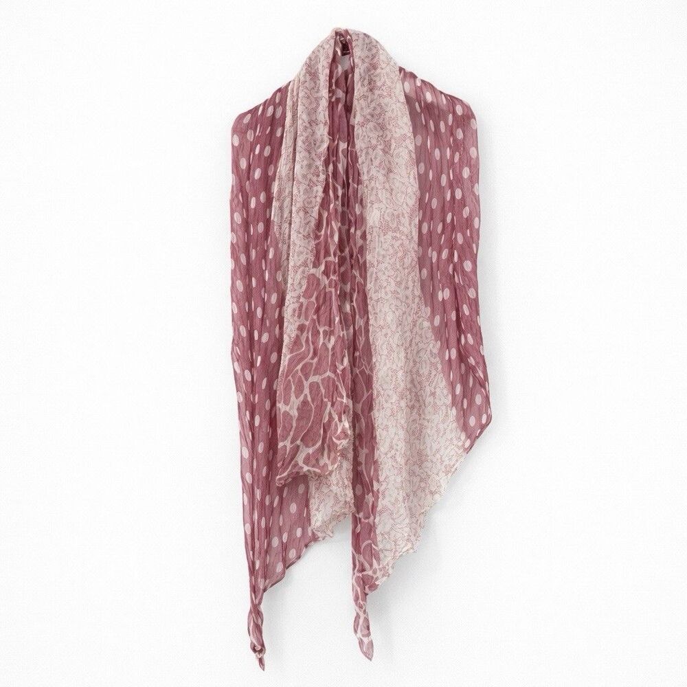 Furla Polka Dot Silk Scarf Flowy Animal Print Lace Designer Accessory